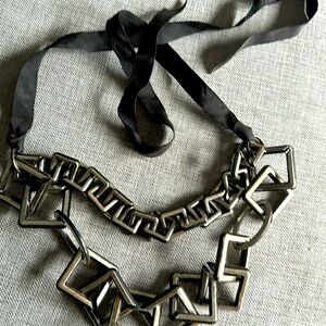 Black and silver tie necklace